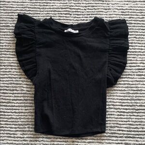 Zara Black Ruffle Sleeve Crop Top